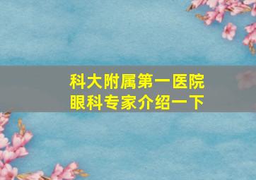 科大附属第一医院眼科专家介绍一下