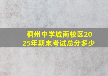 稠州中学城南校区2025年期末考试总分多少