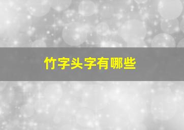 竹字头字有哪些