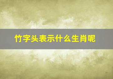 竹字头表示什么生肖呢