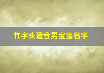 竹字头适合男宝宝名字