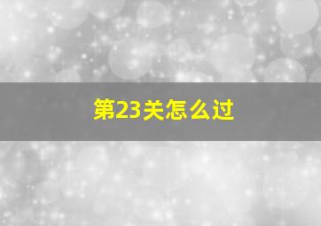 第23关怎么过