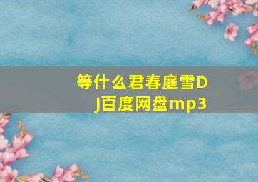 等什么君春庭雪DJ百度网盘mp3