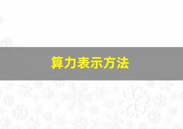 算力表示方法