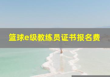 篮球e级教练员证书报名费