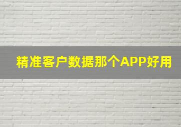 精准客户数据那个APP好用