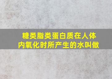 糖类脂类蛋白质在人体内氧化时所产生的水叫做