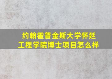 约翰霍普金斯大学怀廷工程学院博士项目怎么样