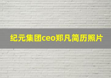 纪元集团ceo郑凡简历照片