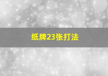 纸牌23张打法