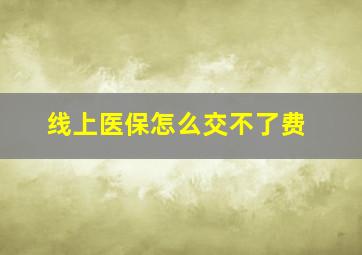 线上医保怎么交不了费