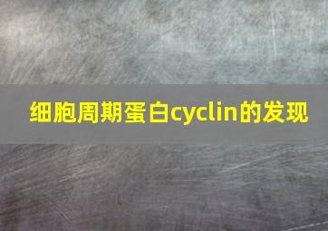 细胞周期蛋白cyclin的发现