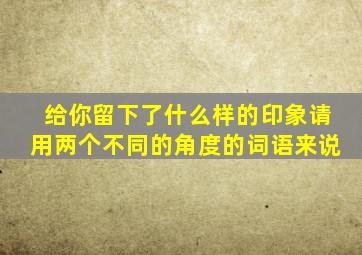 给你留下了什么样的印象请用两个不同的角度的词语来说