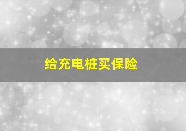 给充电桩买保险