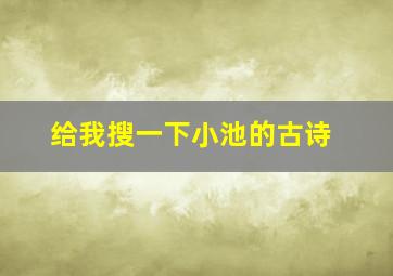 给我搜一下小池的古诗