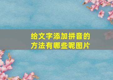 给文字添加拼音的方法有哪些呢图片