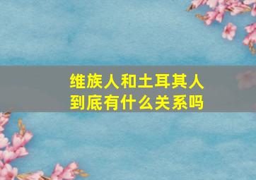 维族人和土耳其人到底有什么关系吗