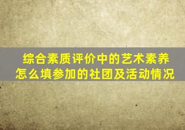 综合素质评价中的艺术素养怎么填参加的社团及活动情况