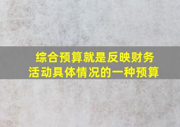 综合预算就是反映财务活动具体情况的一种预算