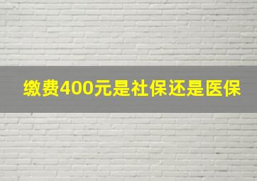 缴费400元是社保还是医保