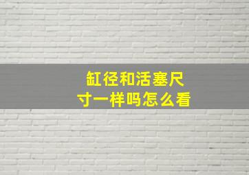 缸径和活塞尺寸一样吗怎么看