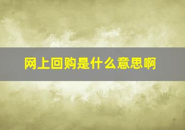 网上回购是什么意思啊