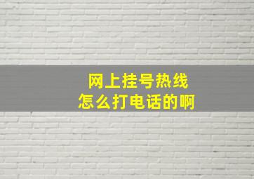 网上挂号热线怎么打电话的啊