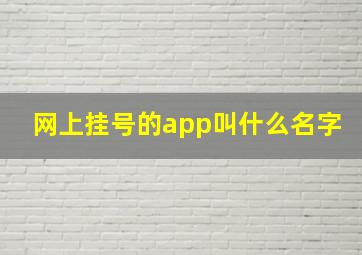 网上挂号的app叫什么名字