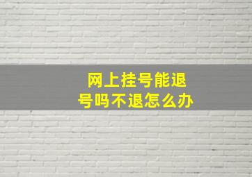 网上挂号能退号吗不退怎么办