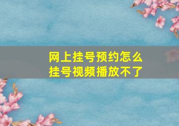 网上挂号预约怎么挂号视频播放不了