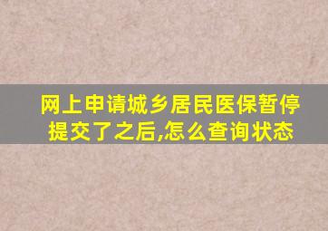 网上申请城乡居民医保暂停提交了之后,怎么查询状态