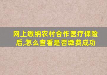 网上缴纳农村合作医疗保险后,怎么查看是否缴费成功