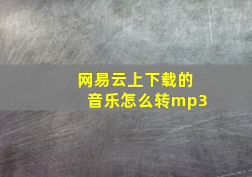 网易云上下载的音乐怎么转mp3