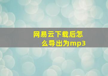 网易云下载后怎么导出为mp3