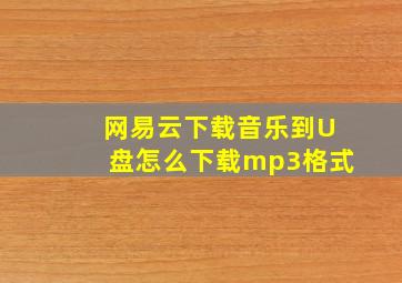 网易云下载音乐到U盘怎么下载mp3格式