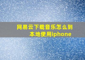 网易云下载音乐怎么到本地使用iphone