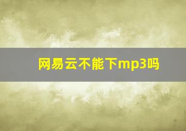 网易云不能下mp3吗