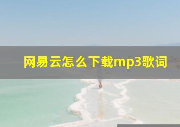 网易云怎么下载mp3歌词