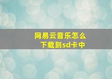 网易云音乐怎么下载到sd卡中