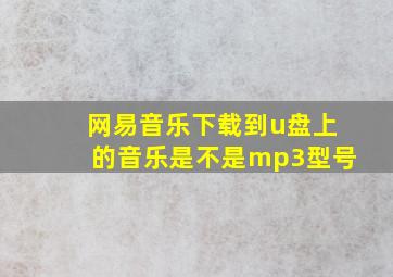 网易音乐下载到u盘上的音乐是不是mp3型号