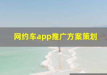 网约车app推广方案策划