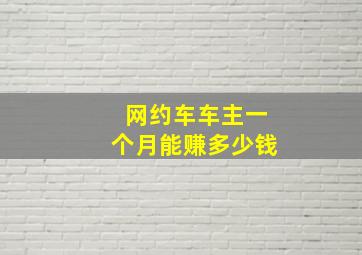 网约车车主一个月能赚多少钱