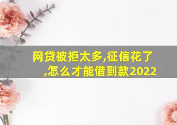 网贷被拒太多,征信花了,怎么才能借到款2022