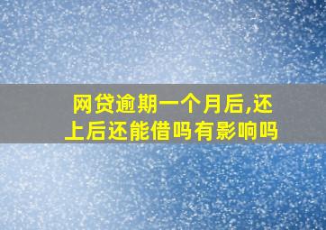 网贷逾期一个月后,还上后还能借吗有影响吗