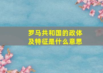 罗马共和国的政体及特征是什么意思