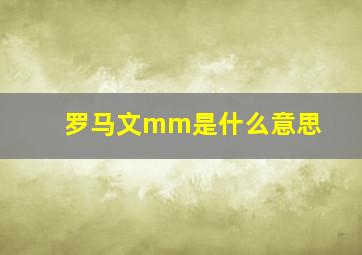 罗马文mm是什么意思