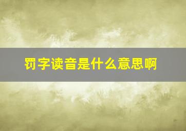 罚字读音是什么意思啊