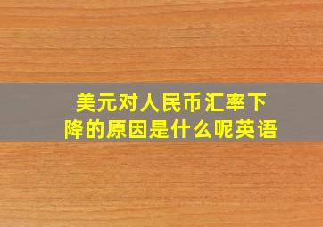 美元对人民币汇率下降的原因是什么呢英语