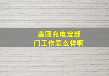 美团充电宝部门工作怎么样啊