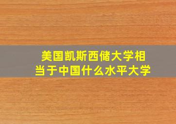 美国凯斯西储大学相当于中国什么水平大学